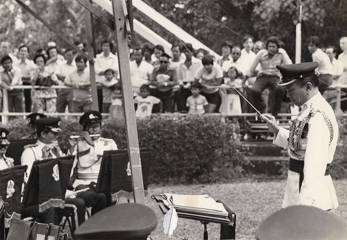 Ridzwan Salmy Mulok conducting the Singapore Police Force Band, 1980. Courtesy of the Singapore Police Force Band.