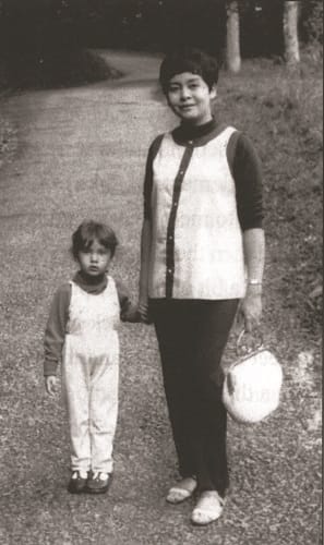 The author, Fiona Hodgkins, was born in Japan in 1966. Her father is British and mother Eurasian. This is a photo of Fiona and her mother taken in Japan, circa 1970. Courtesy of Fiona Hodgkins.