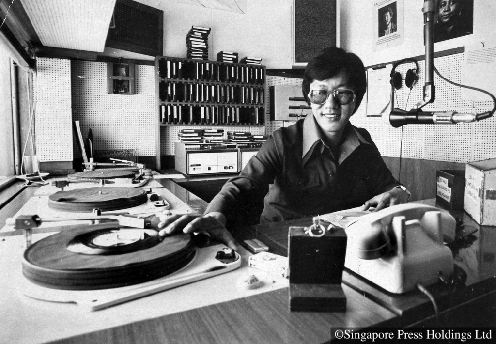 Radio and Rediffusion stalwart Larry Lai, 1975. Together with Mike Ellery, Rediffusion’s manager for English programmes, Lai started a mobile disco called Moby Dick in 1970. Source: The Straits Times © Singapore Press Holdings Limited. Reprinted with permission.