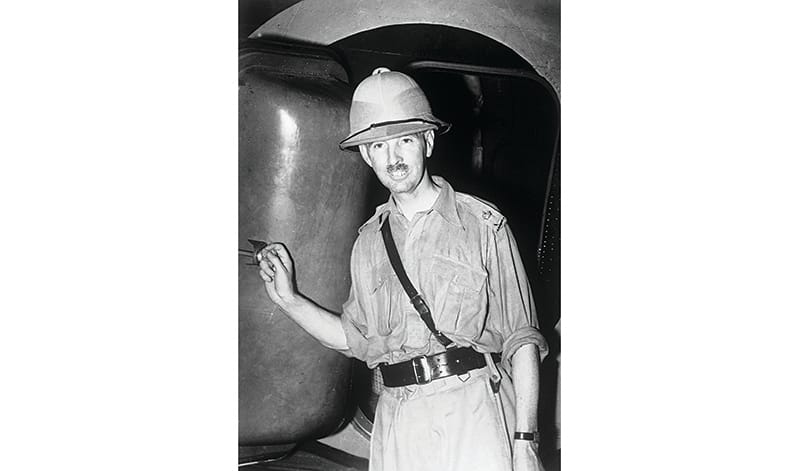 Lieutenant-General Arthur Ernest Percival arriving in Singapore to take up his appointment as General Officer Commanding Malaya, 1941. © IWM (K 652).