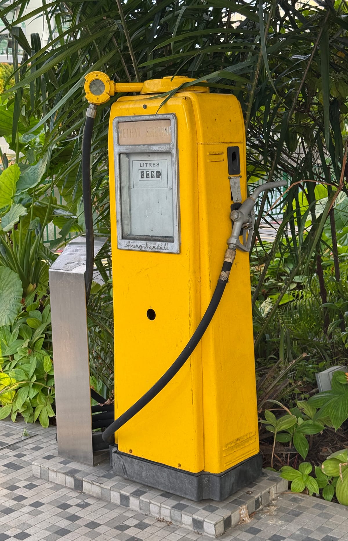 Fuel pump at the former National Aerated Water Company factory on Serangoon Road that once serviced the company's fleet of distribution trucks, 2026. Photo by Jimmy Yap.