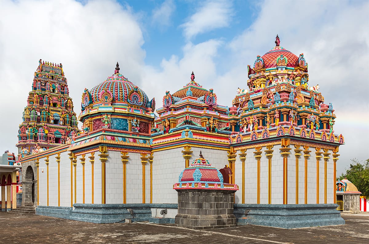 The Sri Sockalingum Meenatchee Ammen Kovil (commonly known as the Kaylasson Temple) is a historic Hindu temple in Port Louis, Mauritius, 2023. Dr Jürgen Bochynek/istock.