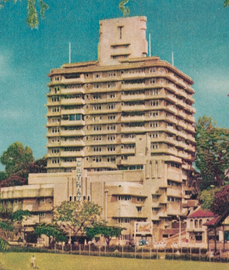 The 16-storey Cathay Building was Singapore’s first skyscraper, c. 1970. It was appropriated by the Japanese during the Japanese Occupation. Collection of the National Museum of Singapore, National Heritage Board.