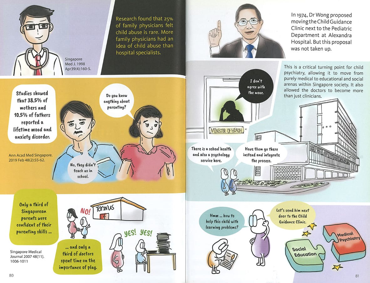 This book offers guidance for families on how to manage the mental health of children. Images reproduced from Daniel Fung, Shirlyn Goh and Ong Say How, The Stress Wars: How Many Psychiatrists does It Take to Raise a Child? (Singapore: Marshall Cavendish Editions, 2021). 