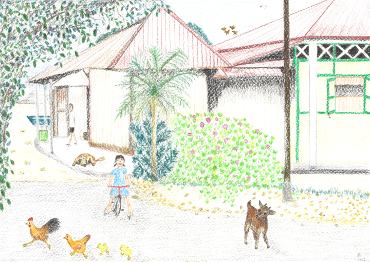 闲情逸致的下午。Illustrated by Ang Seow Leng.