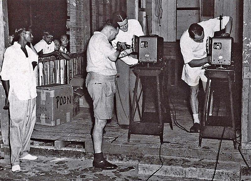 Loke Wan Tho established Caravan Films in December 1947 to bring film entertainment to estates and villages in Singapore and Malaya by using vans carrying projectors, sound equipment and screens. Image reproduced from Lim Kay Tong, Cathay: 55 Years of Cinema (Singapore: Landmark Books, 1991), 7. (From National Library, Singapore, call no. RSING 791.43095957 LIM).