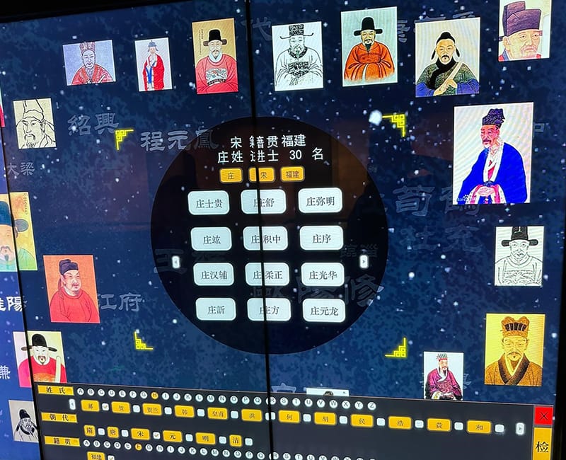 An interactive booth at the Nanjing Imperial Examination Museum, Jiangnan Examination Hall (江南貢院), displaying the list of all Jinshi (進士), the highest academic degree in the Civil Service Examination System, 2023. The Jiangnan Examination Hall was the largest imperial examination hall in ancient China. Courtesy of Chung Kwang Tong.