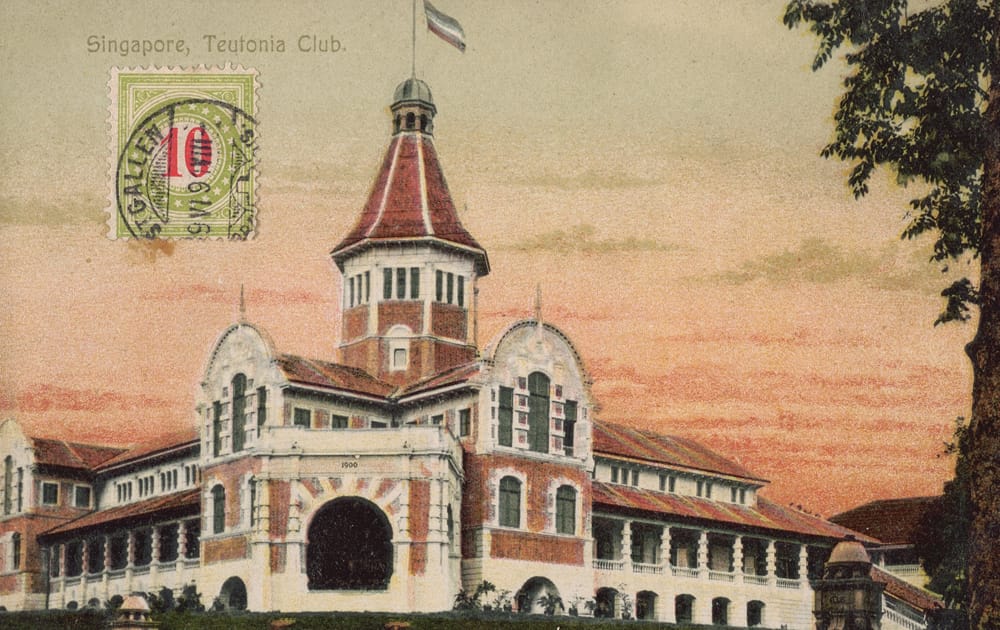 Built in 1900, the former Teutonia Club on Scotts Road was designed by R.A.J. Bidwell of the Scottish architectural firm, Swan and Maclaren. The club was established to cater to the social and recreational needs of the German community in Singapore. The building was converted into the Goodwood Park Hotel in 1929. Courtesy of National Museum of Singapore, National Heritage Board.