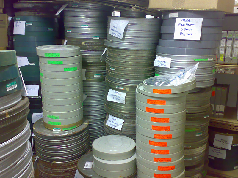 Storage of Cathay-Keris Malay films before they were donated to the Asian Film Archive. Courtesy of Asian Film Archive.