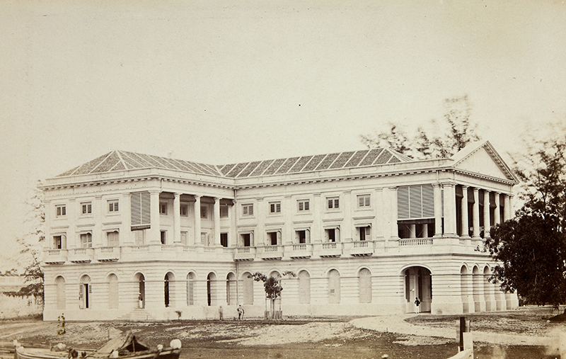 Singapore’s first purpose-built courthouse at Empress Place, 1860–99. This building forms the oldest section of the Asian Civilisations Museum today, nearest to Cavenagh Bridge. The National Archives of the UK, ref. CO1069-484 (92).