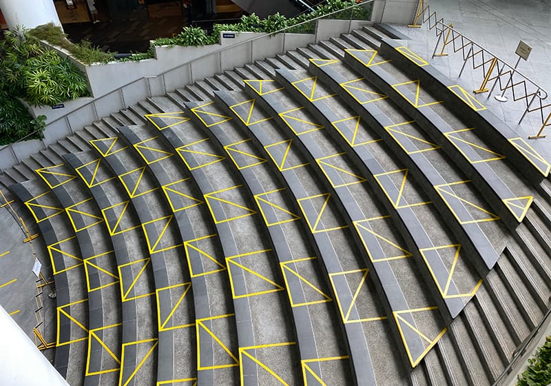 Safe-distancing markers at the open-air plaza of the Star Vista mall. Photos contributed by Berny Tan.