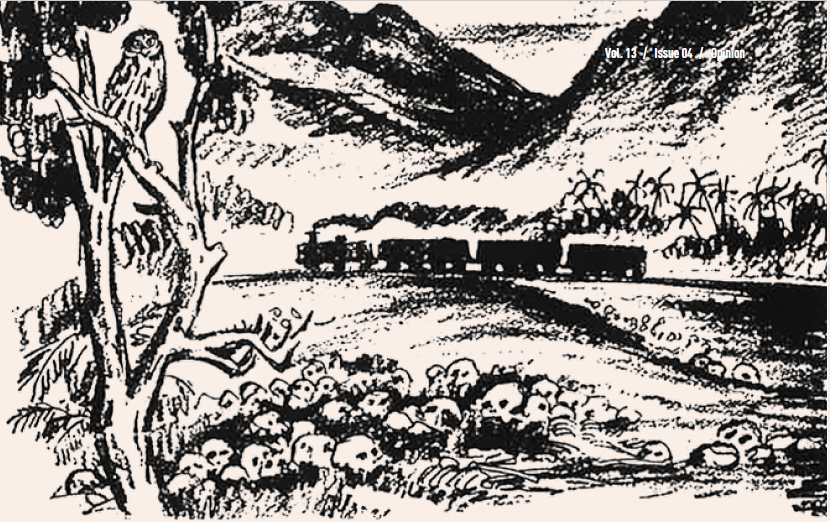 The Sook Ching massacre that took place in the two weeks after the fall of Singapore to the Japanese on 15 February 1942 saw thousands of Chinese men singled out for mass executions. This sketch is from Chop Suey, a four-volume book of illustrations by the artist Liu Kang on the atrocities committed by the Japanese military. All rights reserved, Liu K. (1946). Chop Suey (Vol.III). Singapore: Eastern Art Co. Collection of the National Library, Singapore (Accession no.: B02901747H)