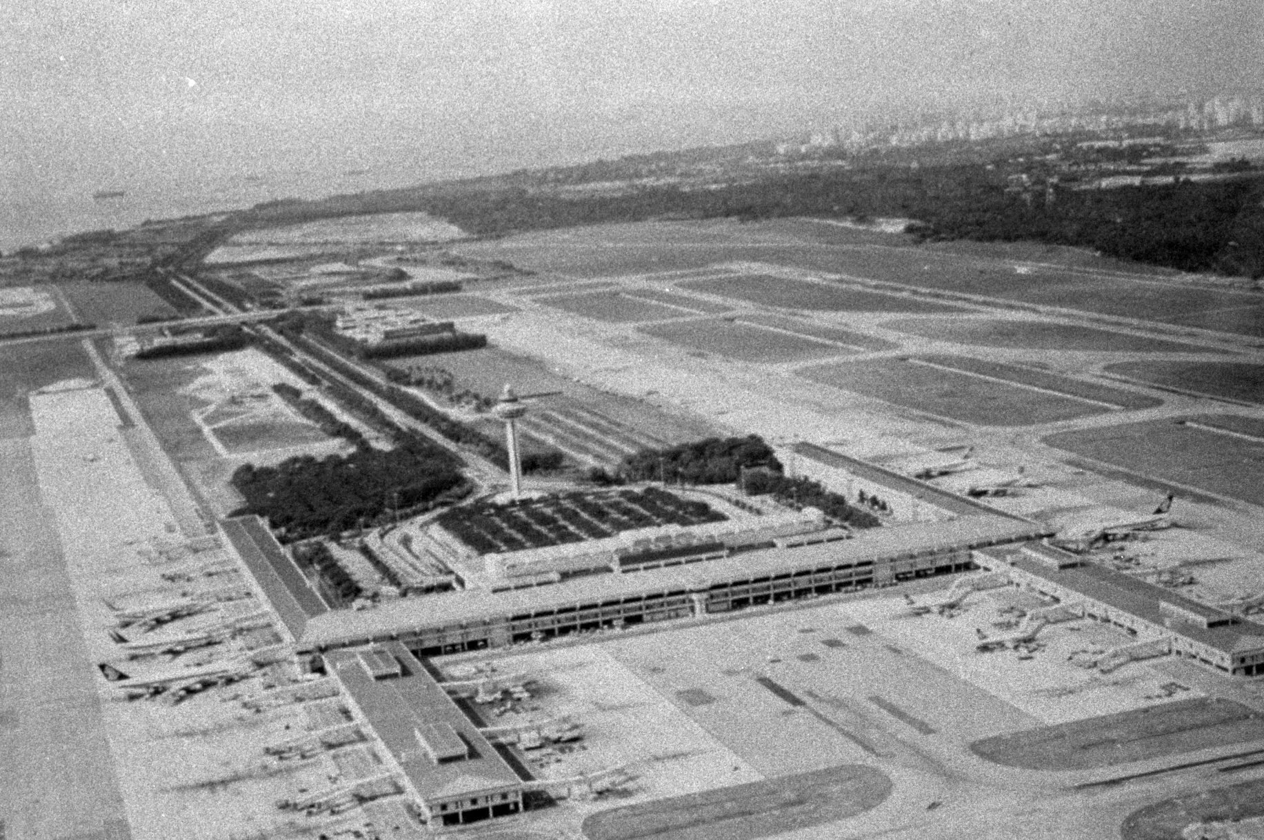 An aerial view of the completed Changi Airport, 1981. Civil Aviation Authority of Singapore Collection, courtesy of National Archives of Singapore.
