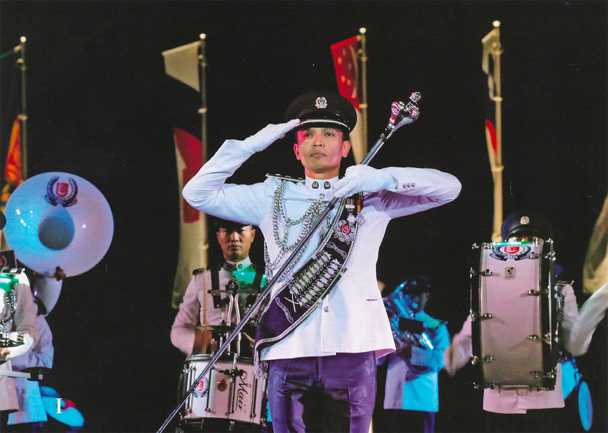 Sulaiman Abdul Wahab leading the Singapore Police Force Band at the Spasskaya Tower International Military Music Festival in Moscow, Russia, 2016. Courtesy of the Singapore Police Force Band.