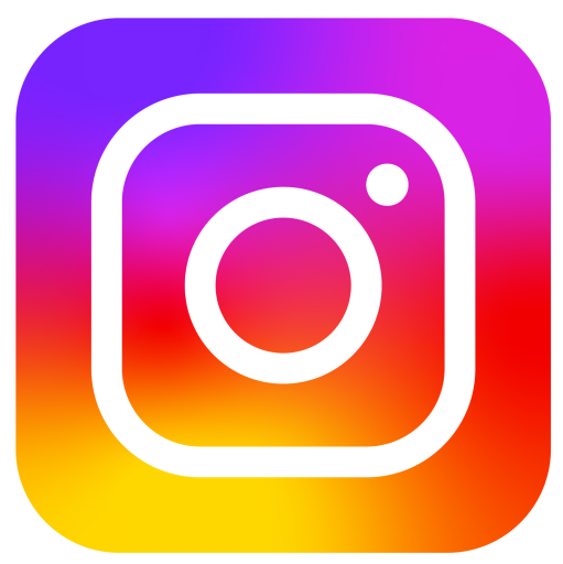 The Instagram logo features a white camera outline on a square gradient background of pink, purple, and yellow.