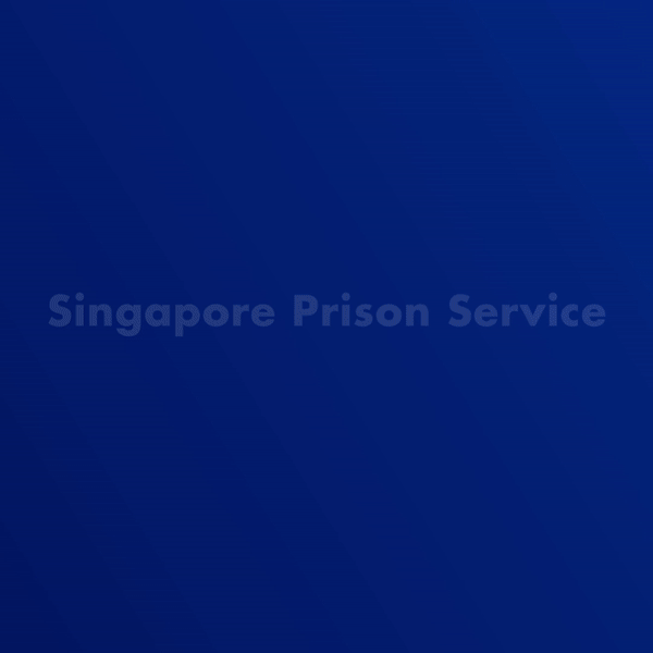 Blue background with the words "Singapore Prison Service" in a lighter shade of blue.