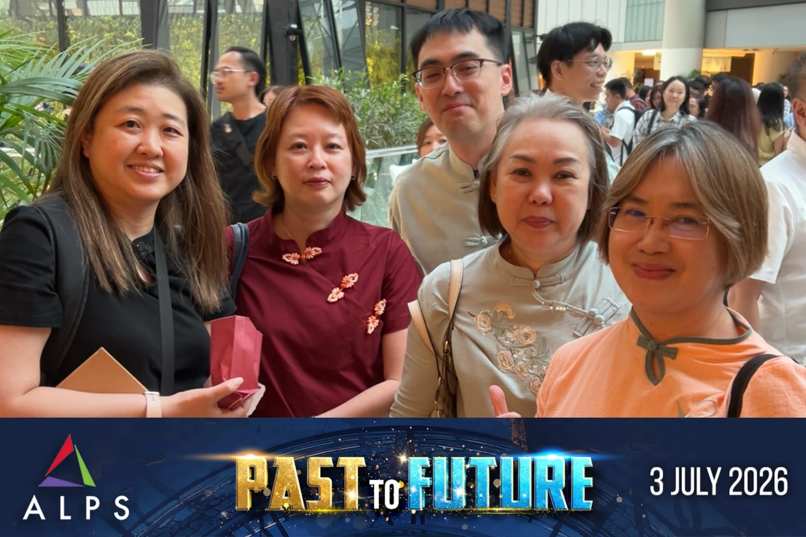 Photo of 5 ALPS staff taken at ALPS Anniversary Dinner