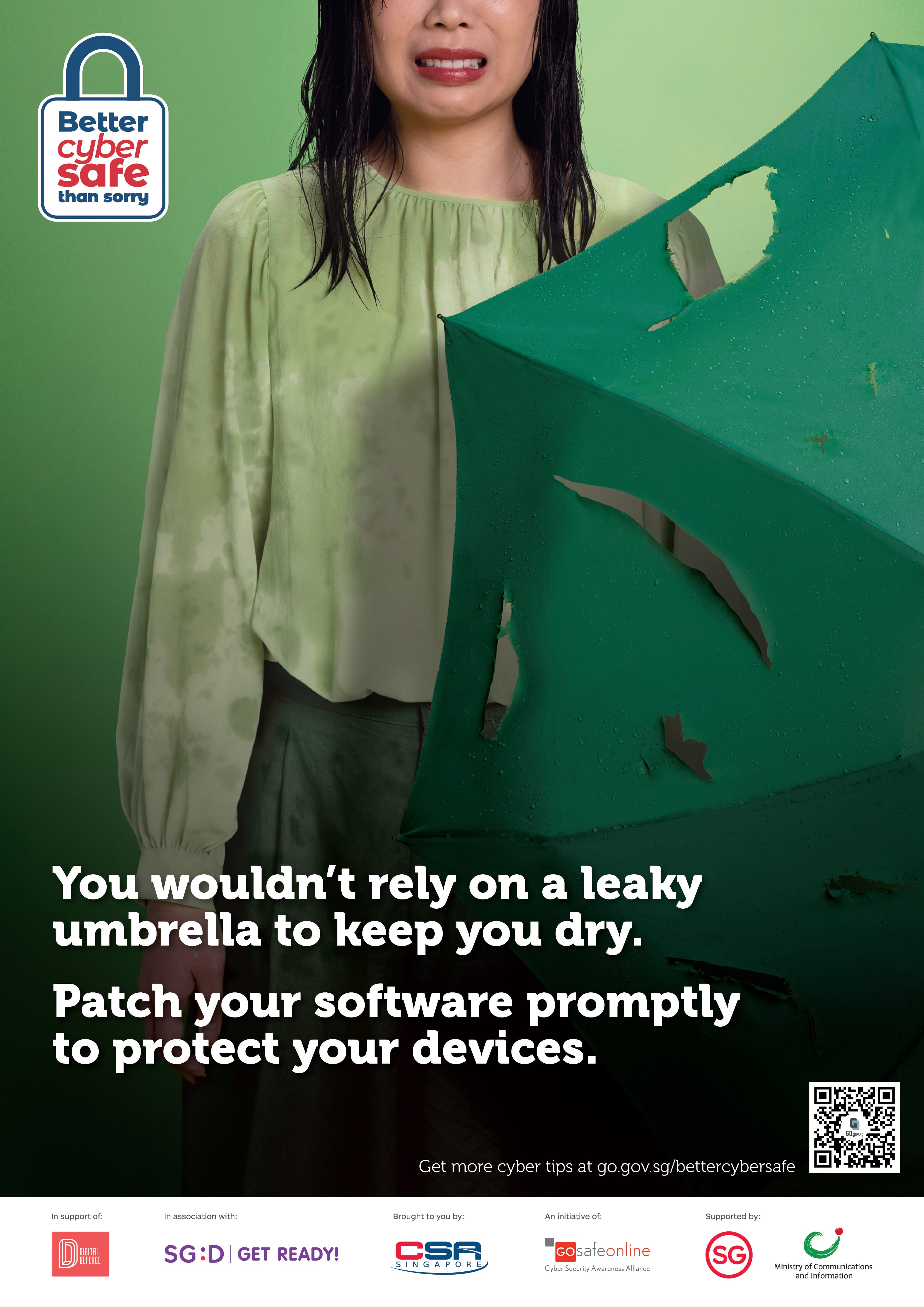 Patch your software promptly to protect your devices green poster