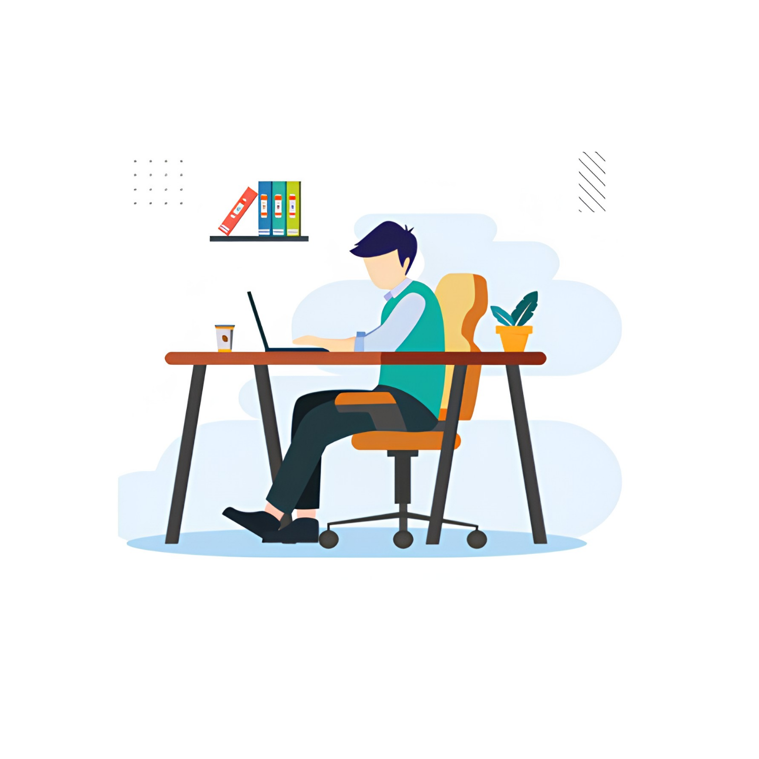 An image of a man working on his laptop