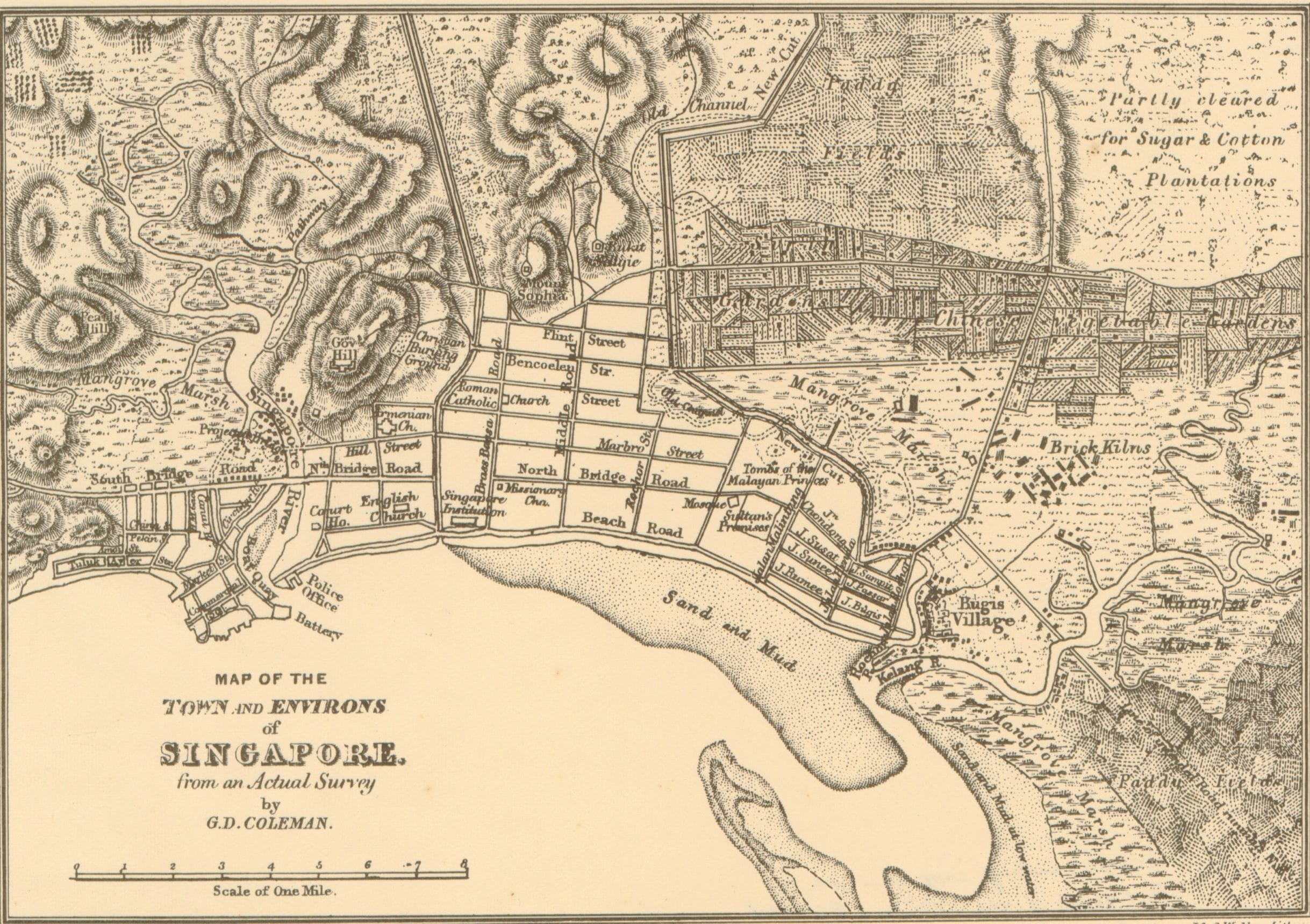 George D. Coleman 1839 singapore town plan
