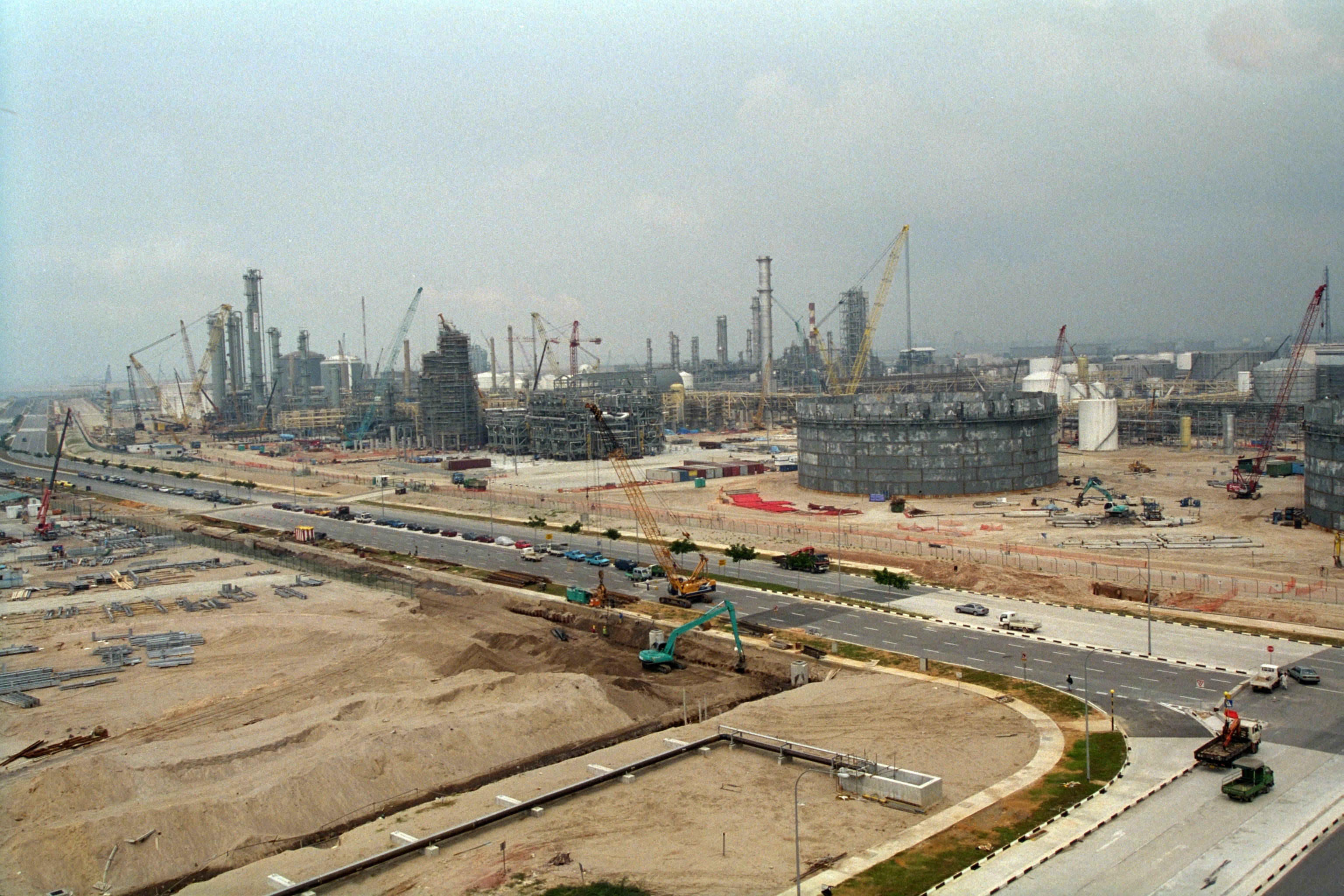 1999 photograph showing the land reclamation works at Jurong Island