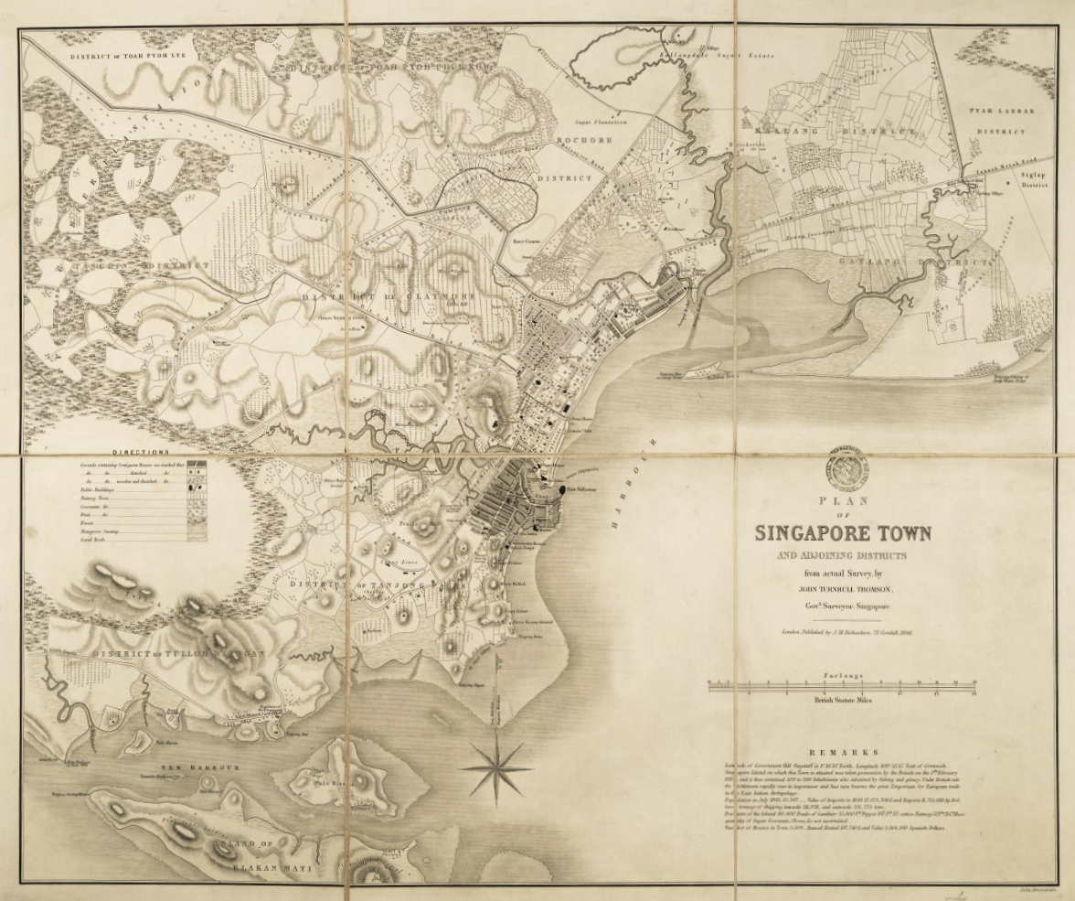 ”Plan of Singapore Town and Adjoining Districts” by then Government Surveyor John Turnbull Thomson