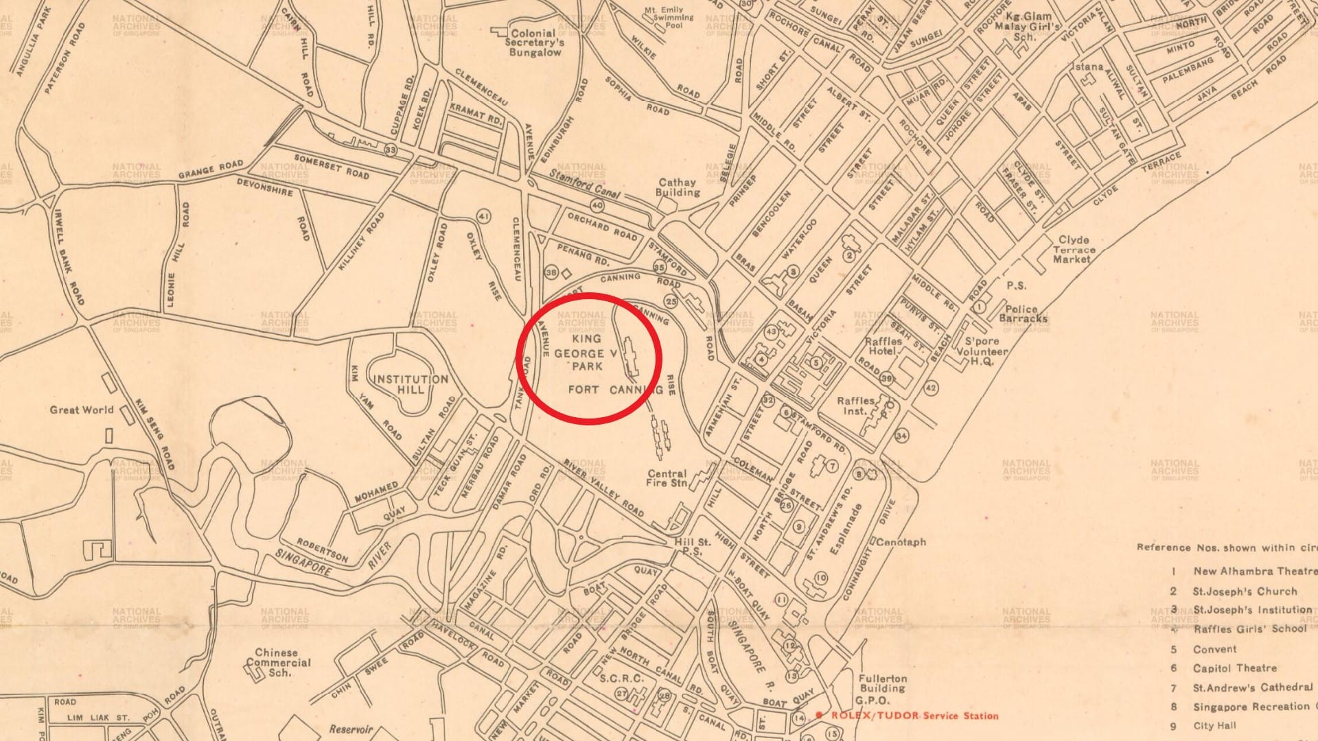 King George V Park shown in a map