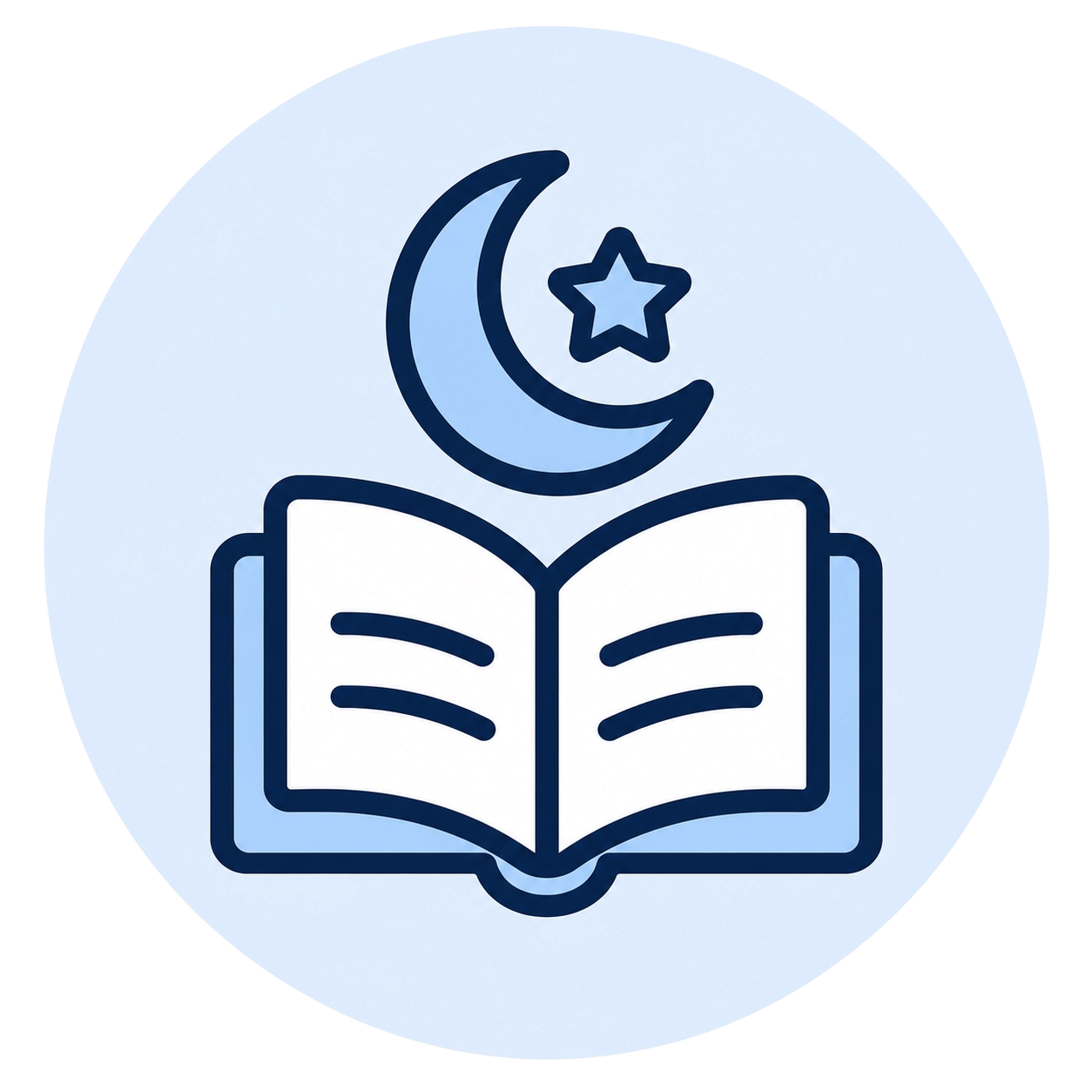 Open book with crescent and star