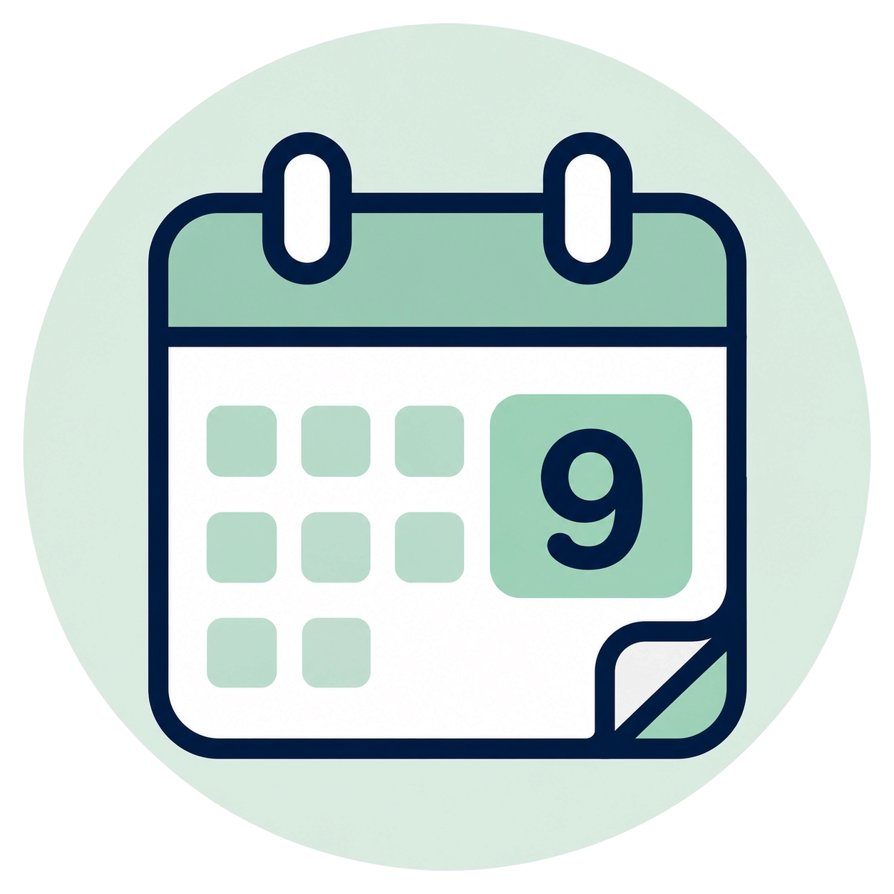 Calendar icon displaying the number 9