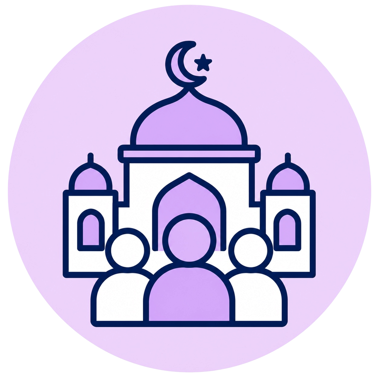 Group of people standing in front of a mosque