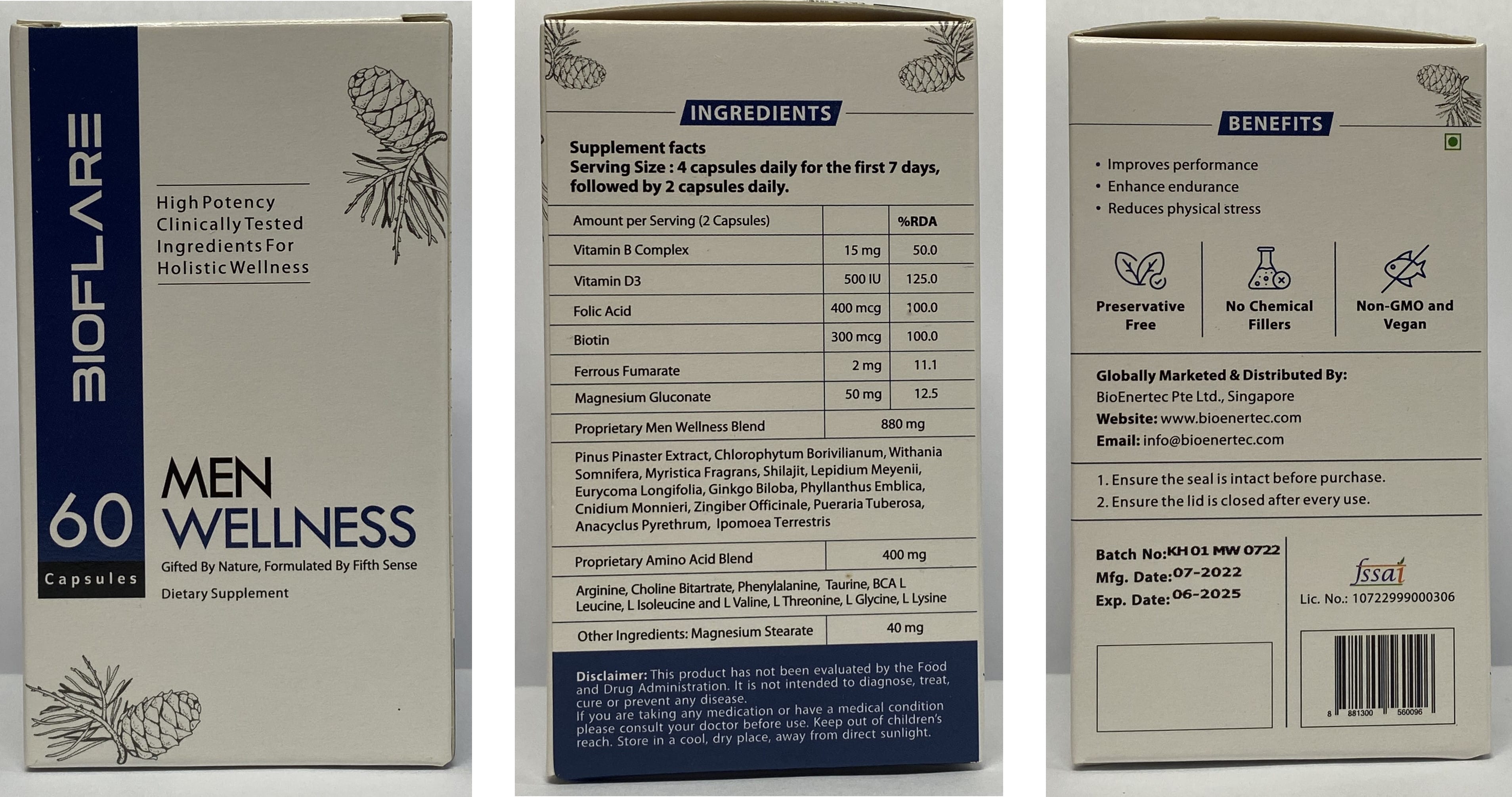 Bioflare Men Wellness supplement bottle showing front product label