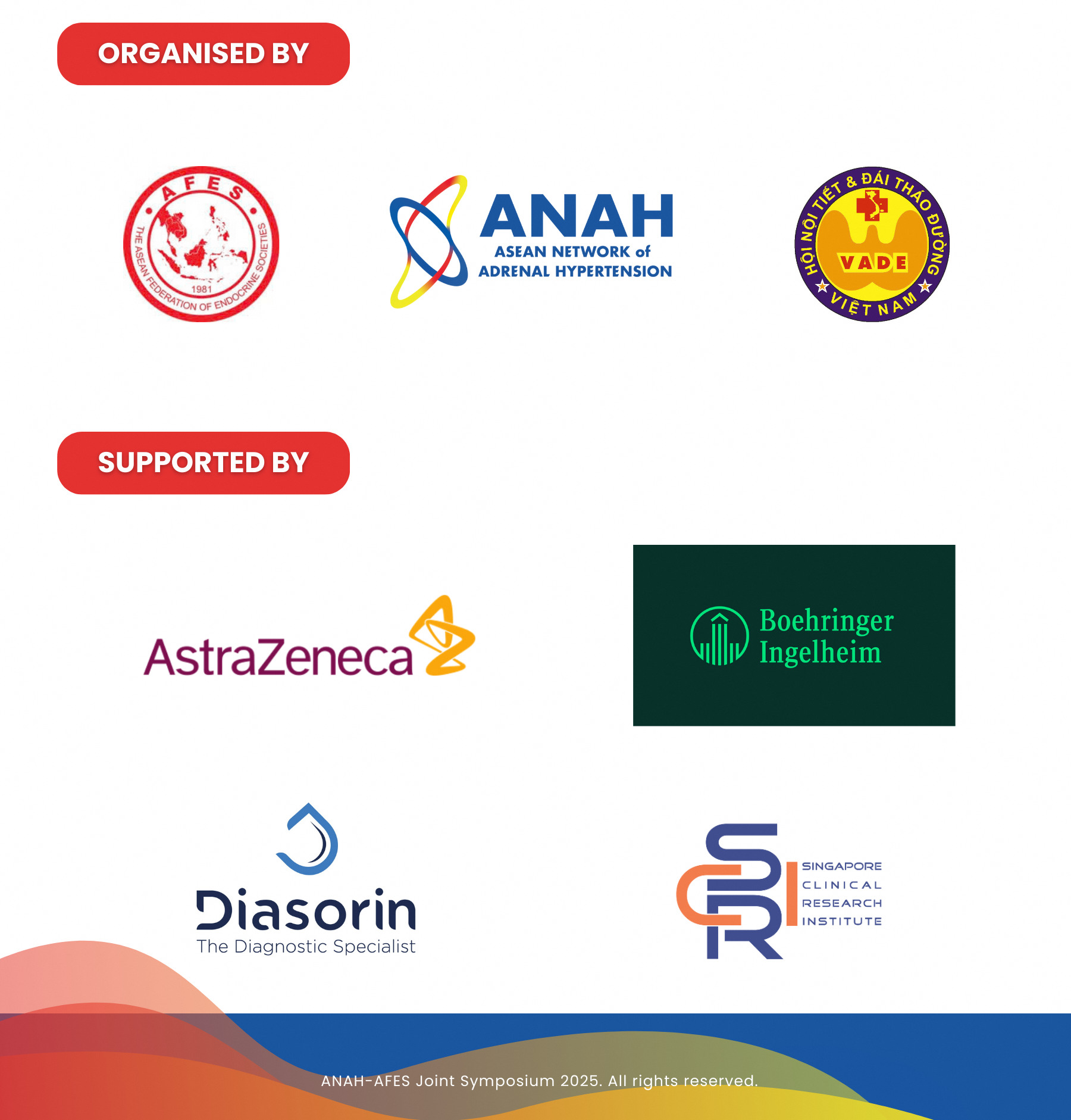 Organised by AFES, ANAH, and VADE; supported by AstraZeneca, Boehringer Ingelheim, Diasorin, and SCRI.