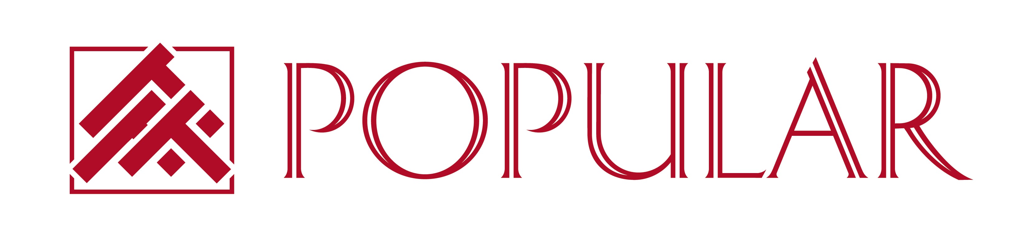 Red and white Banco Popular brand mark featuring a geometric square icon and the word POPULAR in stylized text.