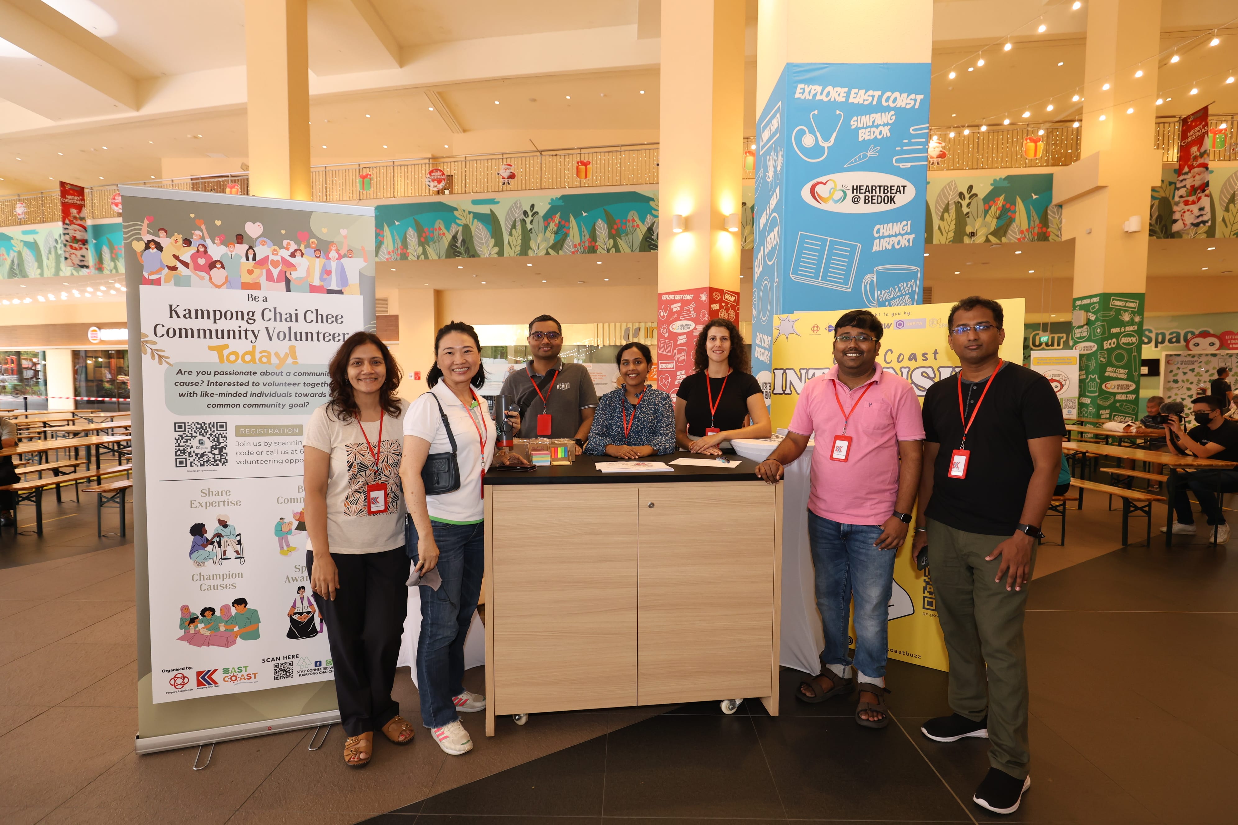 Community volunteers at Kampong Chai Chee preparing to engage residents.