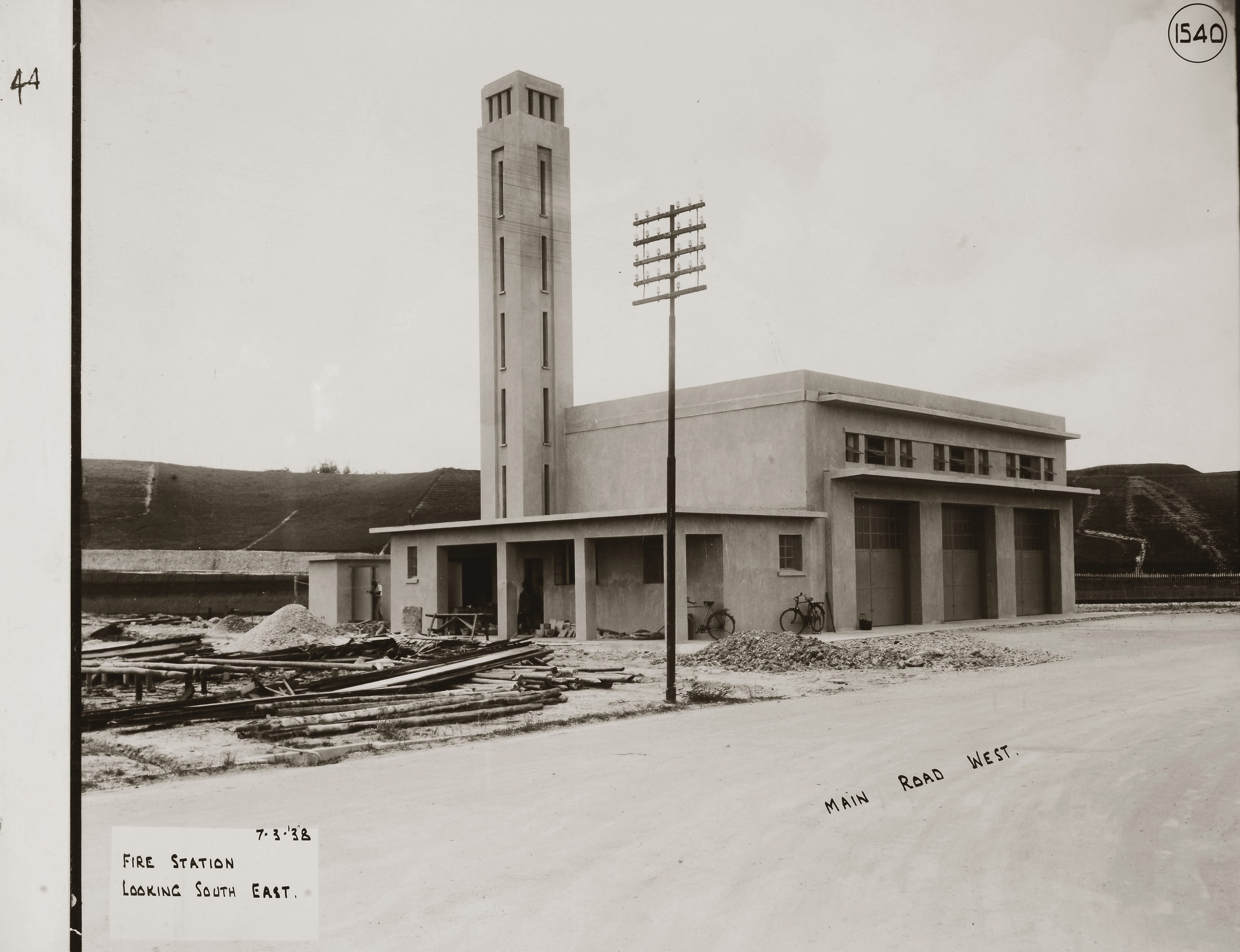 Archival photo of old fire station at Sembawang Shipyard