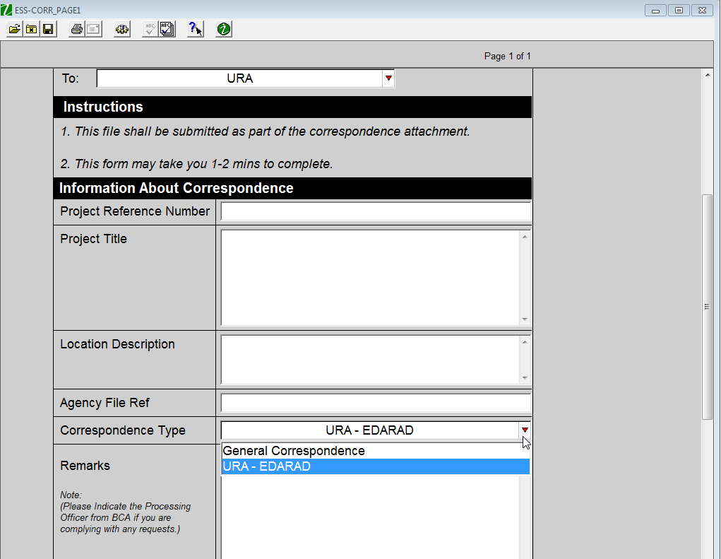 EDARAD Correspondence Type
