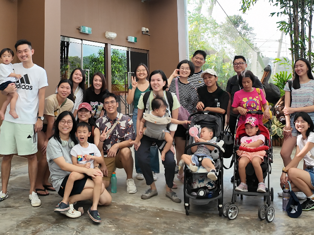 Family spending time together in an outdoor park.