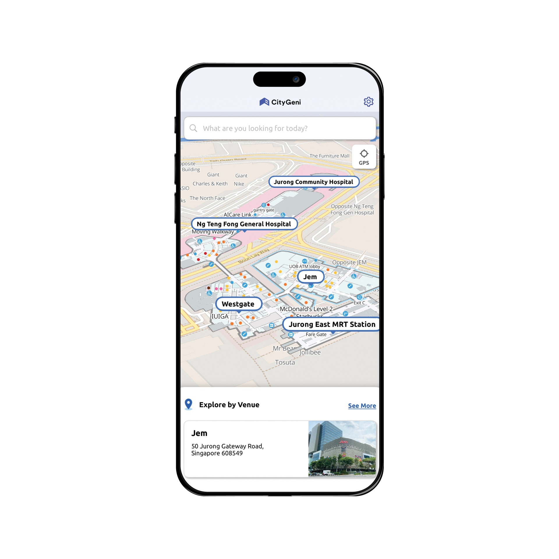 Phone showing way-finding tool