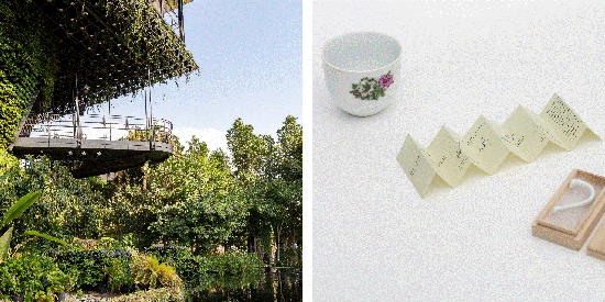 Left: Singapore Pavilion, Expo 2020 Dubai, captivated visitors through a self-sufficient pavilion that seamlessly integrated nature, architecture, and technology to create a biophilic environment that reduced heat and pollutants, sequestered greenhouse gases, and even became a habitat for wildlife; right: Through the transformative power of creative repair, R for Repair presents a counterpoint to today’s consumerist culture by giving new life and meaning to cherished but broken objects.