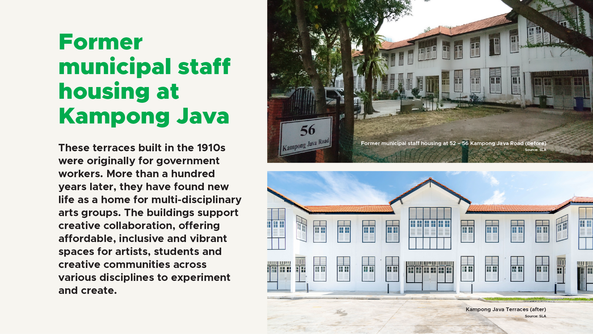 Information and photos of former municipal staff housing at Kampong Java
