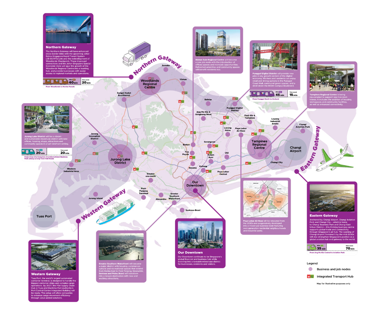 Map of key job nodes in Singapore
