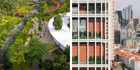 Left: The success of Tebet Eco Park’s ecological design approach offers a shining example of how cities can create new natural assets even as they urbanise; right: State Courts Towers is the tallest government building in Singapore and reinforces the city-state as an incubator for innovative high-rise architecture.