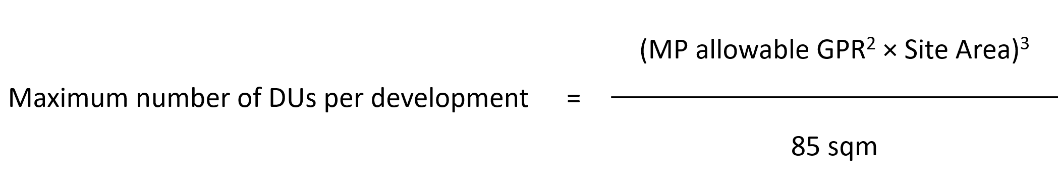 Formula to calculate maximum number of DUs per development.