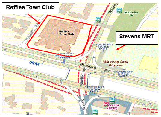 Map surrounding Raffles Town Club