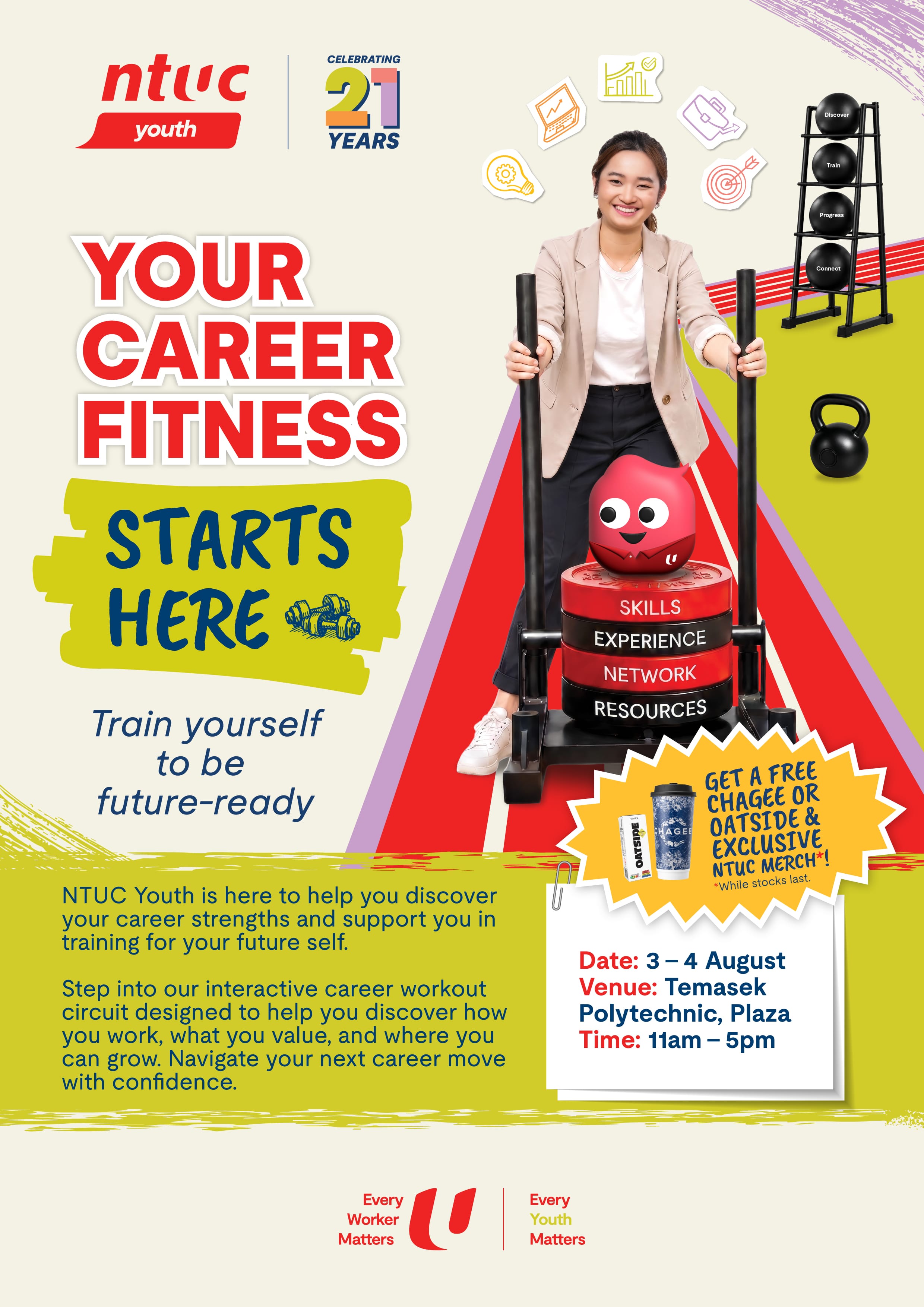 eDM of NTUC Youth Career Fitness Roadshow @ TP, showing the event highlights