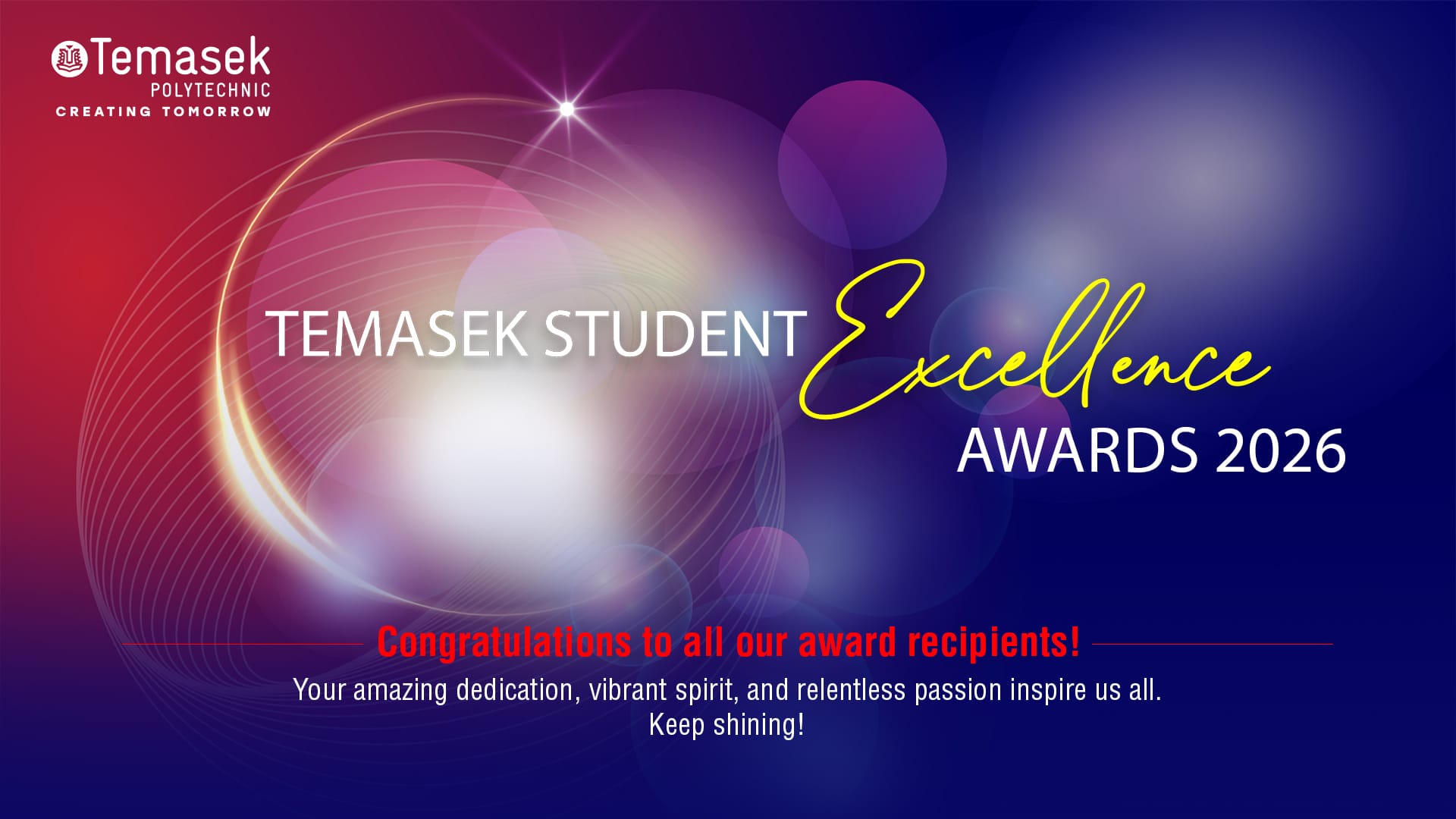 Congratulatory eDM for recipients of the Temasek Student Excellence Awards 2026