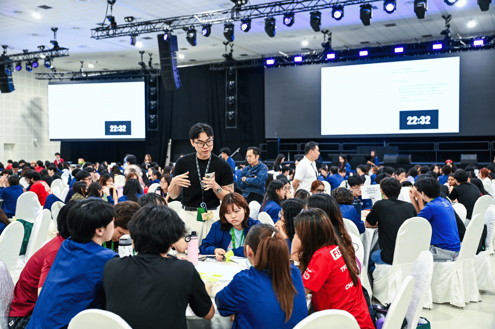 Students discussing during the workshop