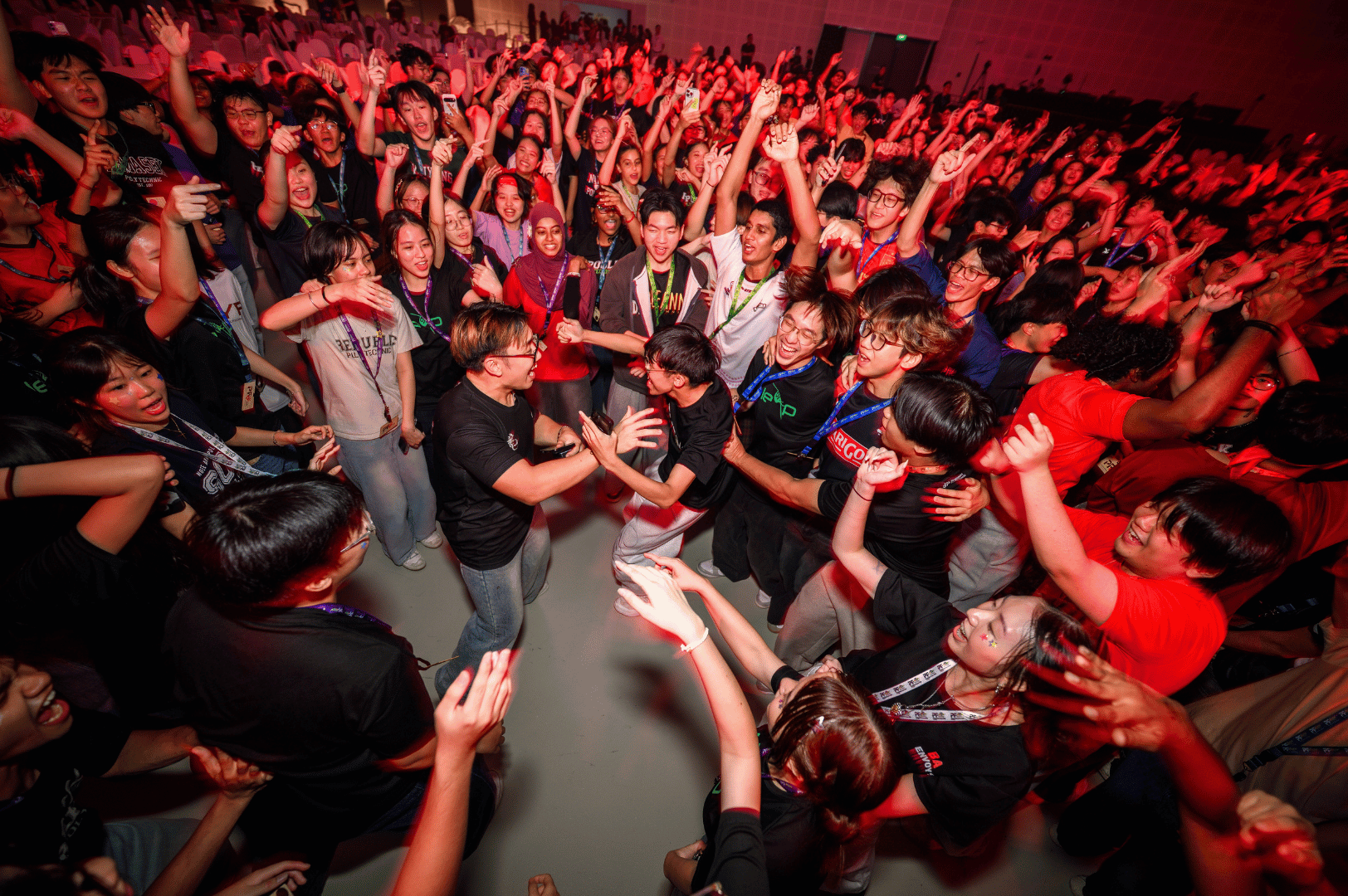 students in a rave circle