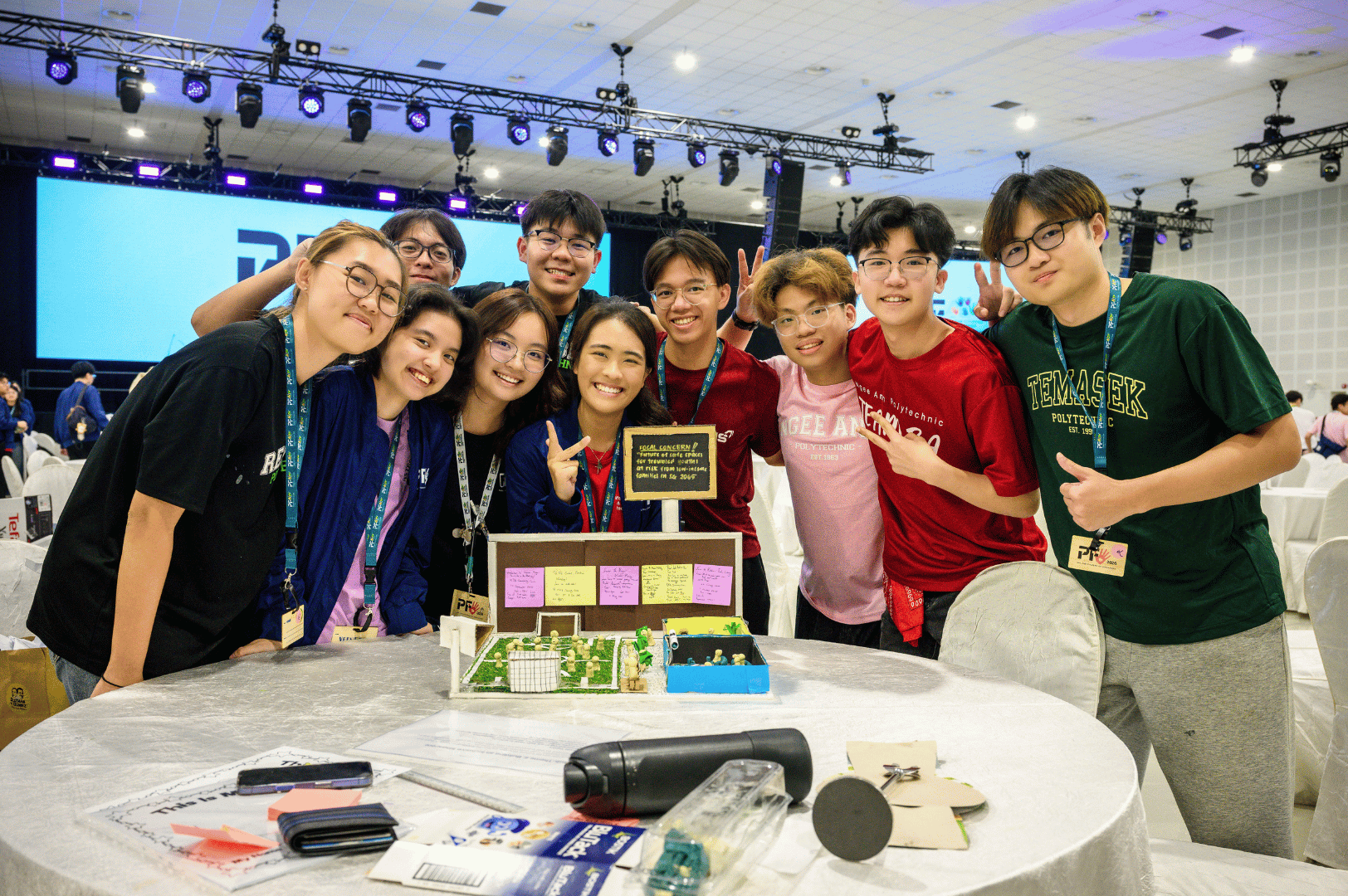 students posing with their finished prototype