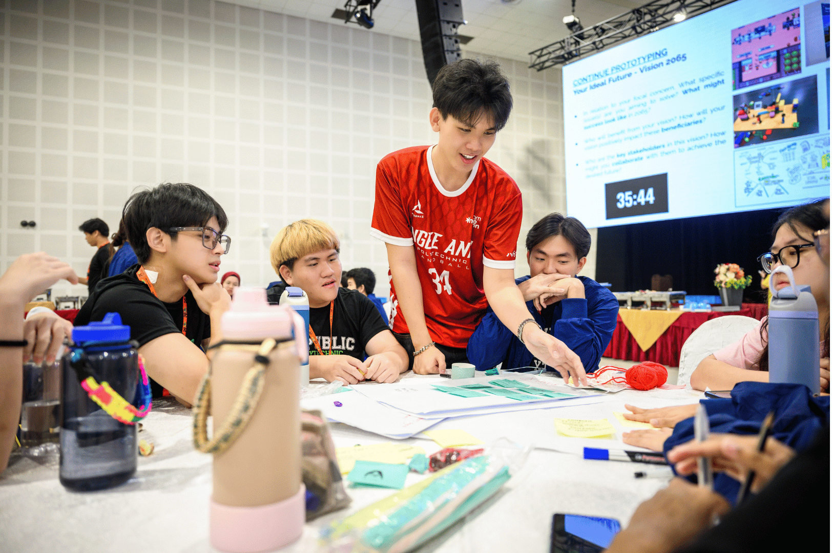 Students discussing during the workshop